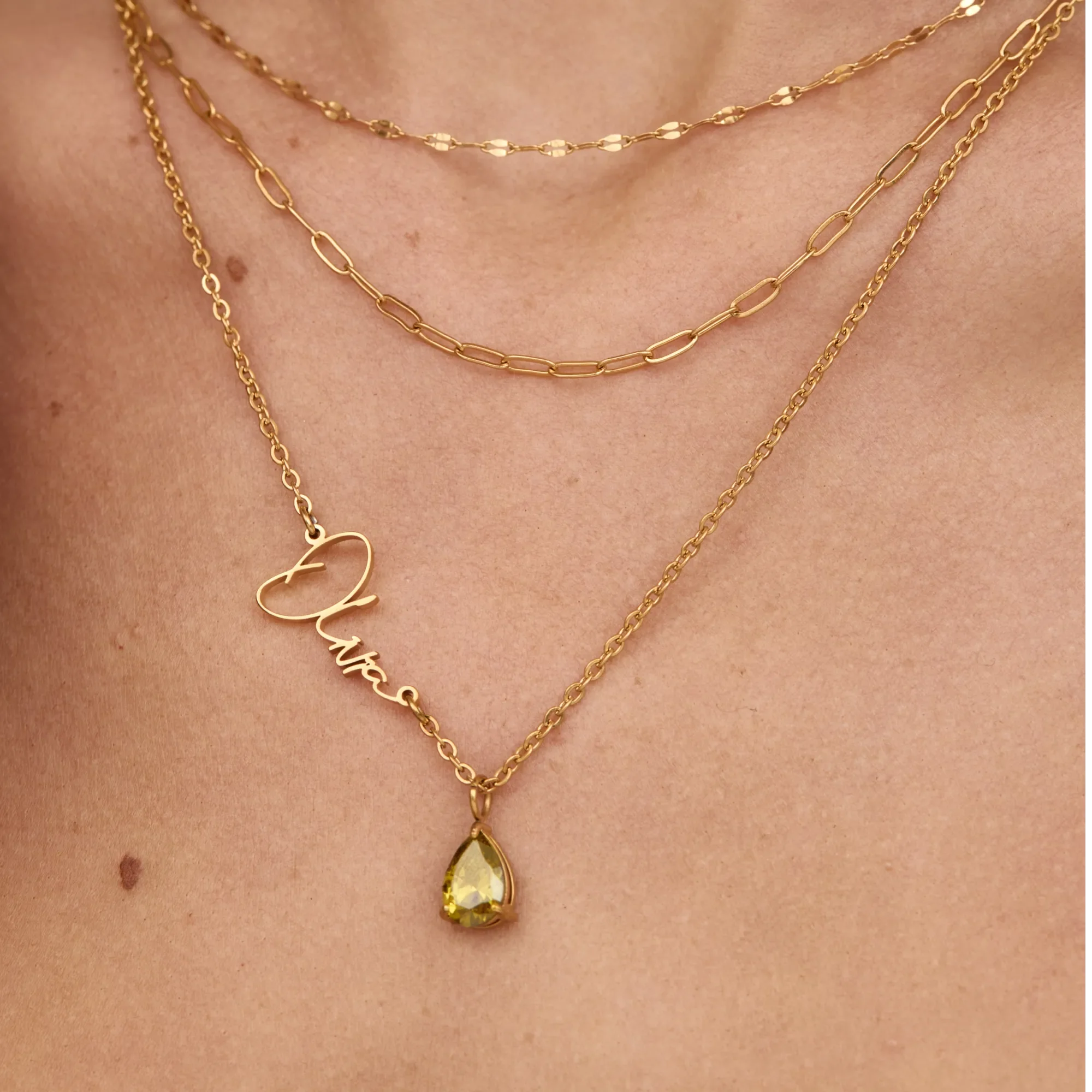 Signature Name and Birthstone Necklace