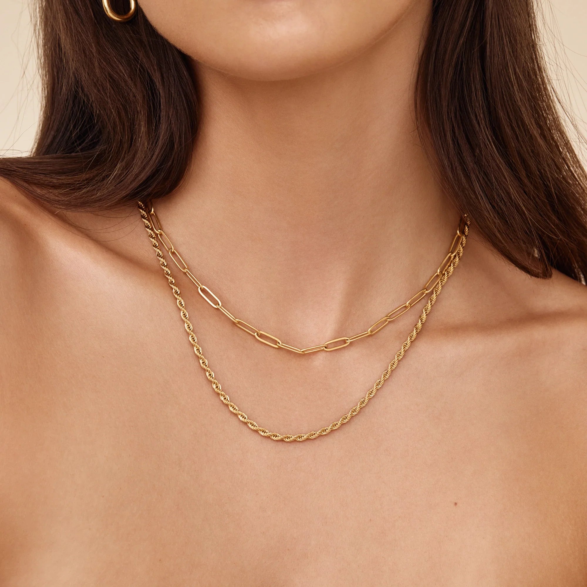 Paperclip & Rope Chain Layered Necklace