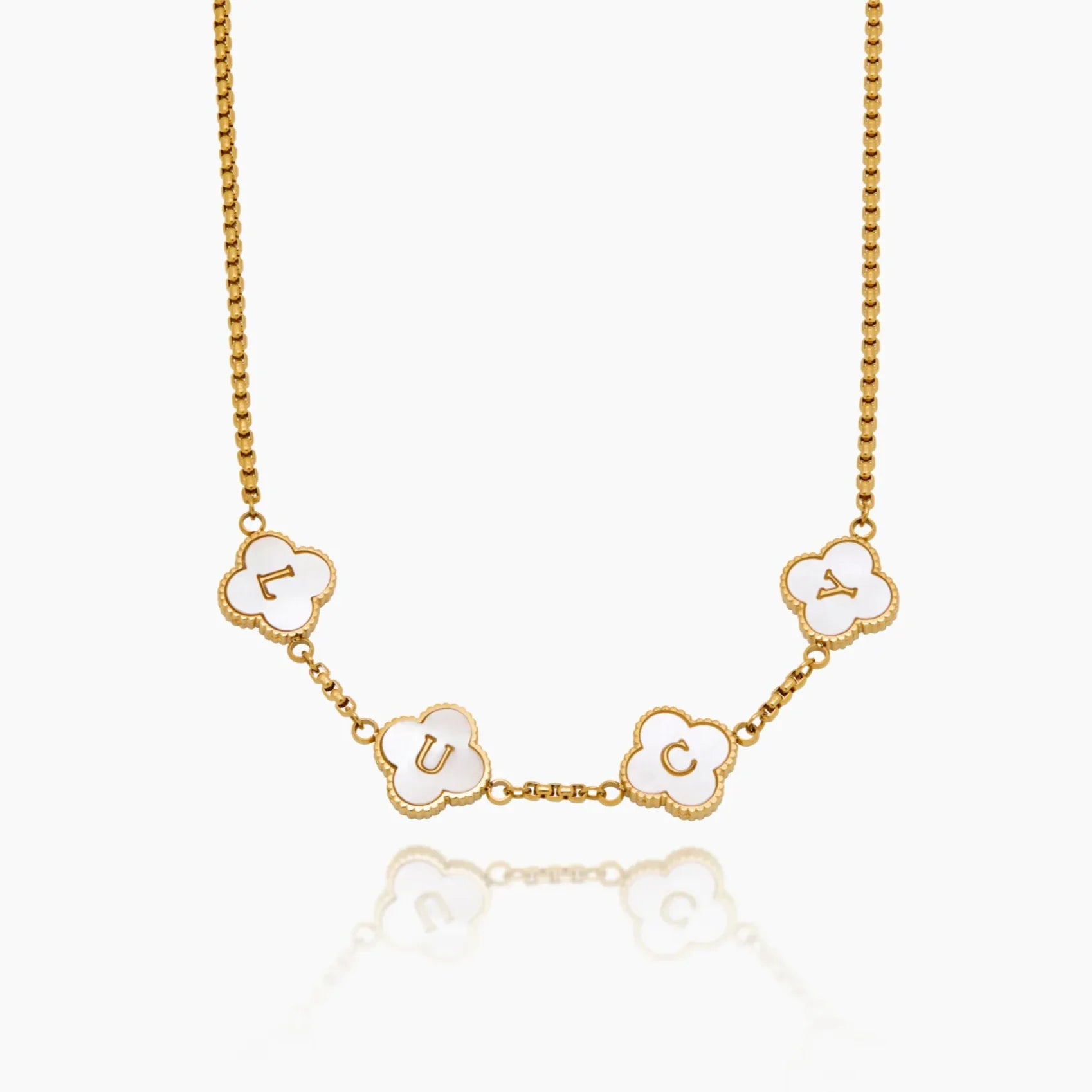 Pearl Clover Custom Name Necklace