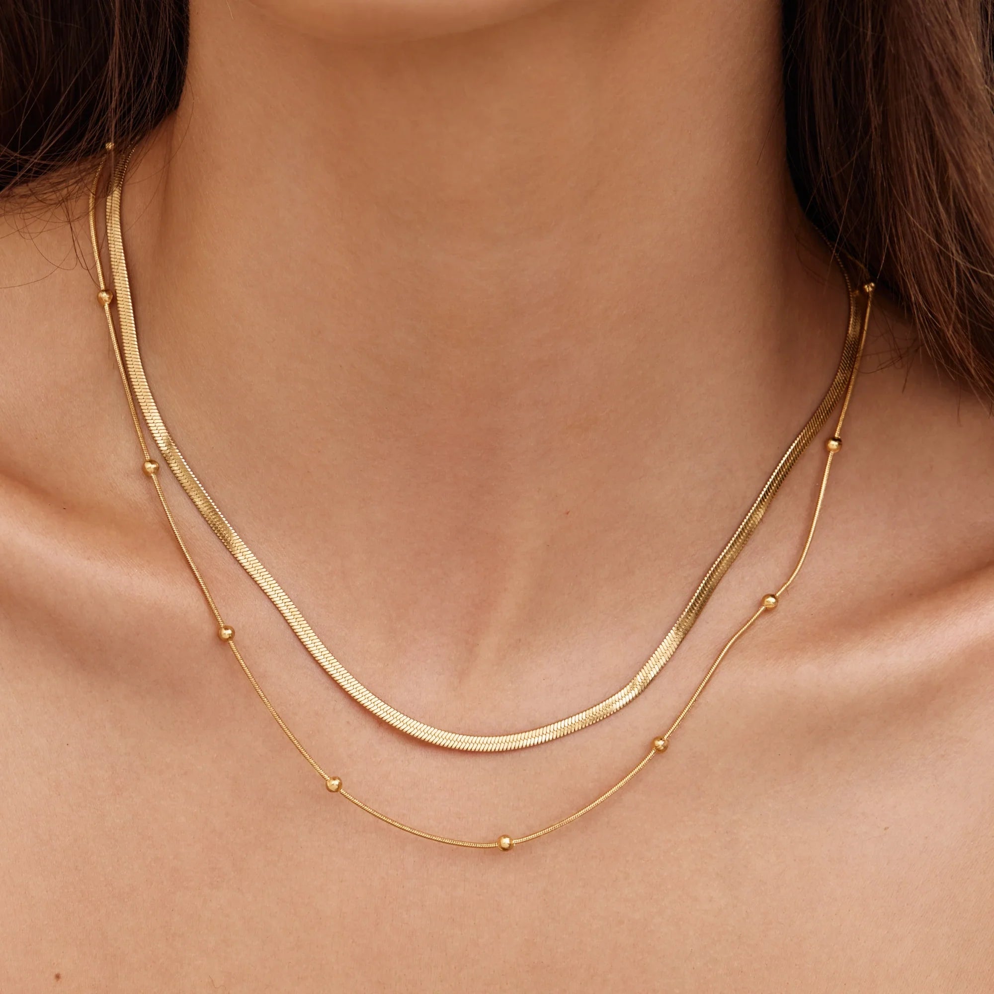 Snake & Satelite Chain Layered Necklace